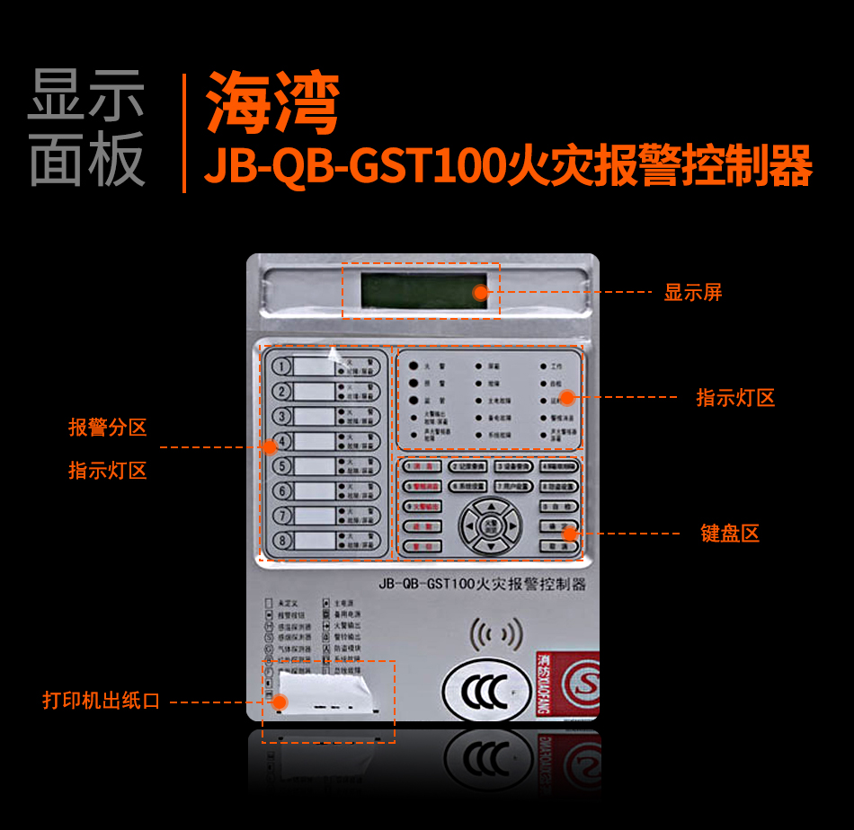 青海海灣JB-QB-GST100青海火災報警控制器顯示面板
